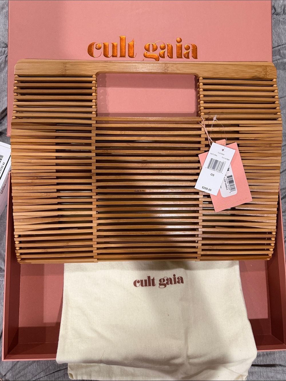 cult gaia bamboo ark clutch in natural tan